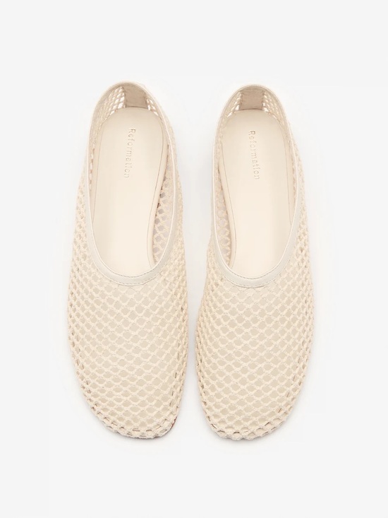 Reformation Shoes - New Reformation Britt Mesh Ballet Flats Ivory Cream Size 9